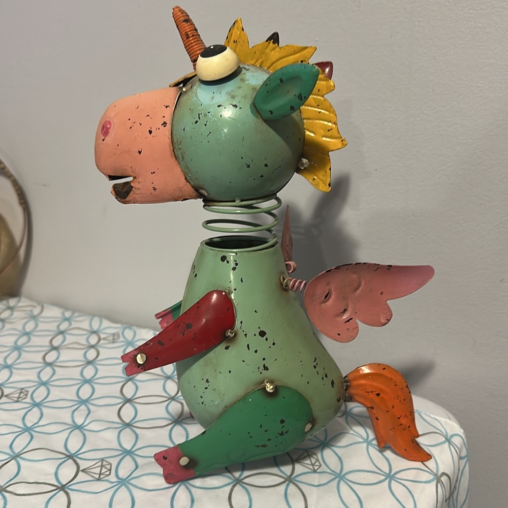 Colorful Metal Unicorn Sculpture some rust - Picture 3 of 8